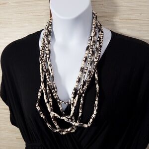 Chic Black and Cream Multi-Strand Necklace